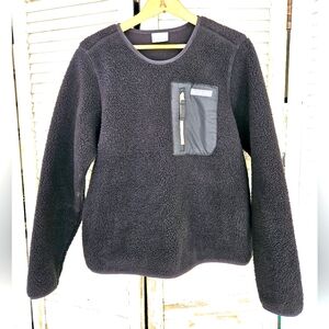 Columbia Black Crew Neck Fleece Sweater With Zippered Chest Pocket Medium
